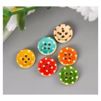 Пуговицы декоративные "Горошек", дерево, 13 мм (Набор 24 шт) 6 цветов