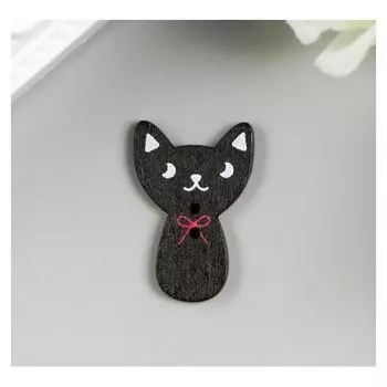 Пуговицы декоративные "Кошечки", дерево, 27х18 мм (Набор 16 шт) черные