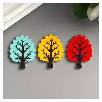 Пуговицы дерево для творчества 2 прокола "Деревце" набор 10 шт 3,1х2,4 см