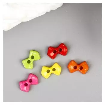 Пуговицы пластик для творчества 2 прокола "Цветные бантики" микро набор 80 шт 0,6х0,9 см