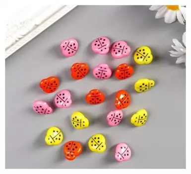 Пуговицы пластик для творчества "Божья коровка" набор 20 шт 1,5х1,3 см