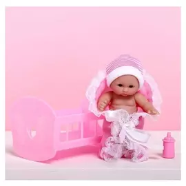 Пупс Малыш с кроватью и бутылочкой