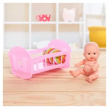 Пупс Малыш в кроватке с аксессуаром