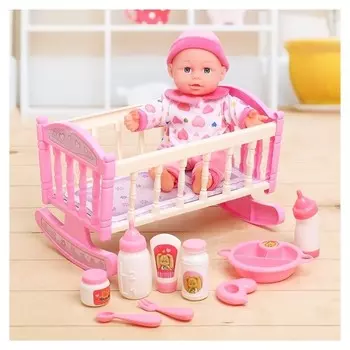 Пупс Моя малышка музыкальный с кроваткой и аксессуарами