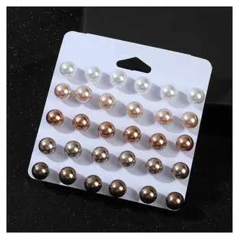 Пусеты 15 пар "Рэйчел" бусина 10, цветные