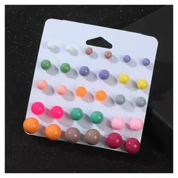 Пусеты 15 пар "Рэйчел" бусины 6-12