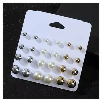 Пусеты 15 пар "Рэйчел" бусины 6-12, цветные