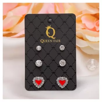 Пусеты 3 пары "Сердце"