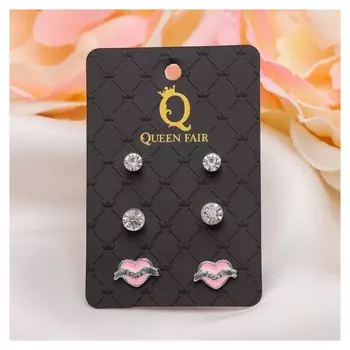 Пусеты 3 пары "Сердце" ангел