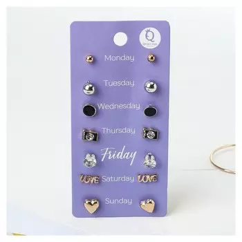 Пусеты 7 пар "На каждый день" набор вечерний