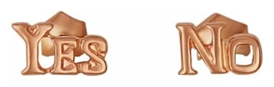 Пусеты "Да или нет", розовое золочение
