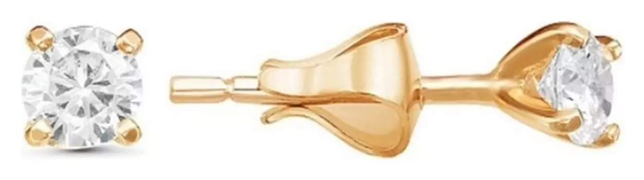 Пусеты "Классика" гвоздики, круг, розовое золочение, цвет белый