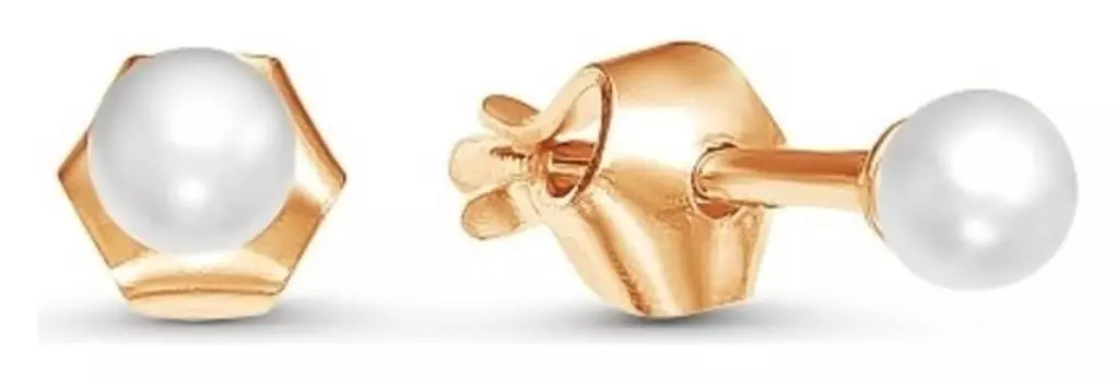 Пусеты "Жемчуг" мини, позолота