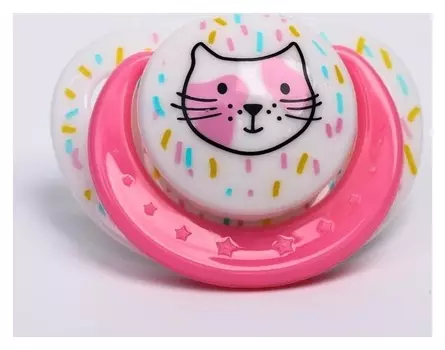Пустышка от 3 мес., ортодонтическая, "Кошечка", цвет розовый