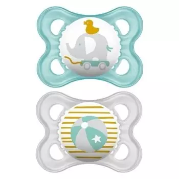 Пустышка силиконовая и контейнер для стерилизации, хранения и переноски, зеленая и бежевая Original