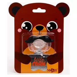 Пустышка силиконовая ортодонтическая Мишка, от 0 мес., с колпачком