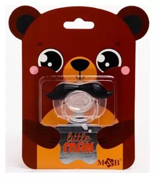 Пустышка силиконовая ортодонтическая "Мишка",от 0 мес.,с колпачком