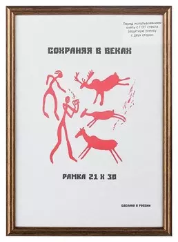 Рамка пластиковая 21x30 (A4) бронза, с пластиком