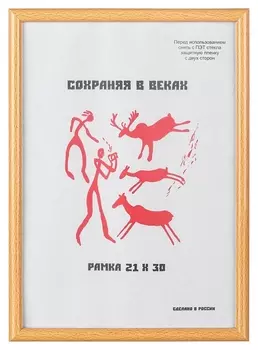 Рамка пластиковая 21x30 (A4) клен, с пластиком