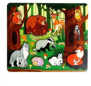 Рамка-вкладыш «Кто живет в лесу?» 10 деталей