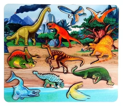 Рамка-вкладыш «Мир динозавров» 11 деталей