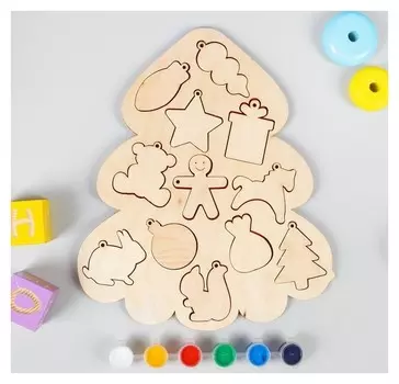 Рамка-вкладыш "Новогодние игрушки", с красками