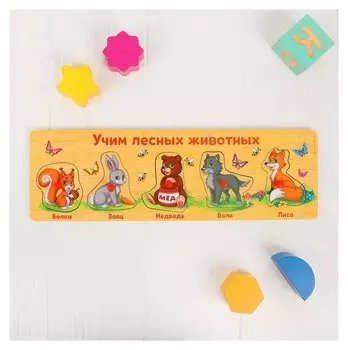 Рамка - вкладыш Учим лесных животных 5 элементов