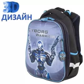 Ранец Brauberg Premium, 2 отделения, с брелком, "Cyborg", 3D панель, 38х29х16 см, 229910