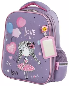 Ранец юнландия Light, 2 отделения, "Girl And Balloons", 38х29х16 см, 229913