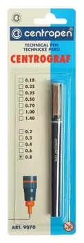 Рапидограф Centropen 9070, линия 0.8 мм, блистер