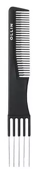 Расчёска карбоновая с металлической "вилкой" 19,2см