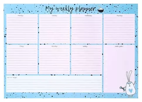 Расписание уроков планер Besmart 28л склейка недат 297х210мм, Bunny N2024