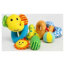 Растяжка - спираль мягкая с погремушкой на кроватку/коляску «Слоник»