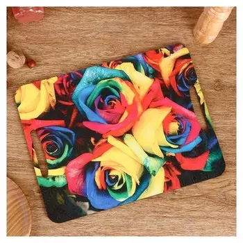 Разделочная доска-поднос "Радужные розы" 36х28 см