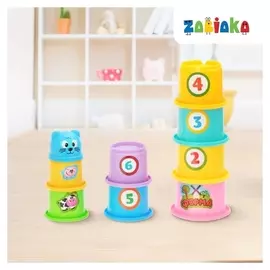 Развивающая игрушка «Пирамидка-стаканчики: ферма», 9 предметов