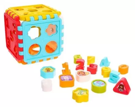Развивающая игрушка-сортер «Куб», с часиками