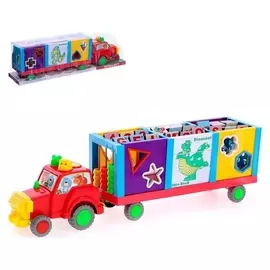 Развивающая игрушка - сортер «Весёлый трактор», с прицепом