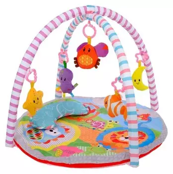 Развивающий коврик «Ежик на прогулке», с дугами и подушечкой