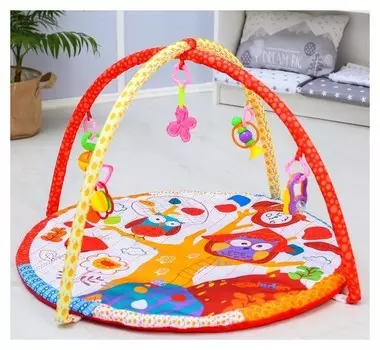 Развивающий коврик с дугами «Совушка», 5 игрушек
