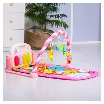 Развивающий коврик «Жирафик», с пианино, розовый