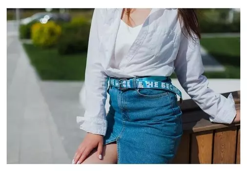 Ремень женский из зеркальной кожи "Не бесите"