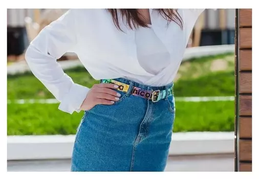 Ремень женский из зеркальной кожи Unicorn