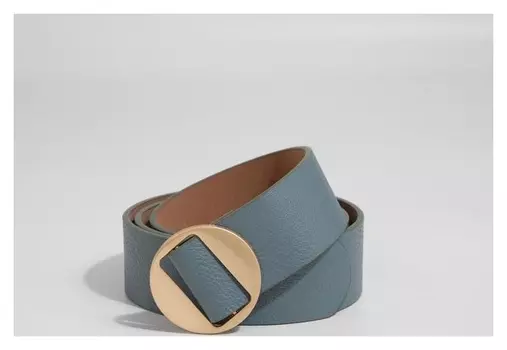 Ремень женский, матовый, пряжка золото, пластик, без прокола, цвет серый