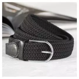 Ремень женский, резинка плетёнка, пряжка металл, ширина 3,5 см, цвет чёрный