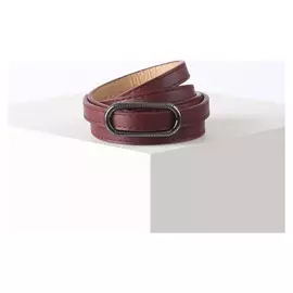 Ремень женский, ширина 1,1 см, гладкий, пряжка металл, цвет бордовый