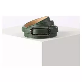 Ремень женский, ширина 1,1 см, гладкий, пряжка металл, цвет зелёный