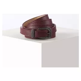 Ремень женский, ширина 1,4 см, гладкий, пряжка металл, цвет бордовый