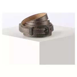 Ремень женский, ширина 1,4 см, гладкий, пряжка металл, цвет бронза