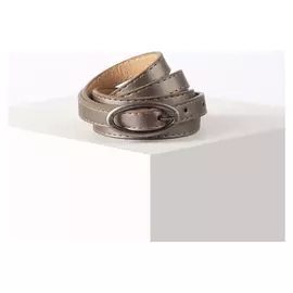 Ремень женский, ширина 1,4 см, гладкий, пряжка металл, цвет бронза