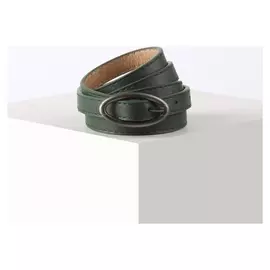 Ремень женский, ширина 1,4 см, гладкий, пряжка металл, цвет зелёный